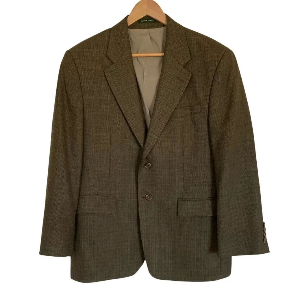 Lauren Ralph Lauren Mens Sport Coat Blazer 40S Brown Tattersall Wool‎